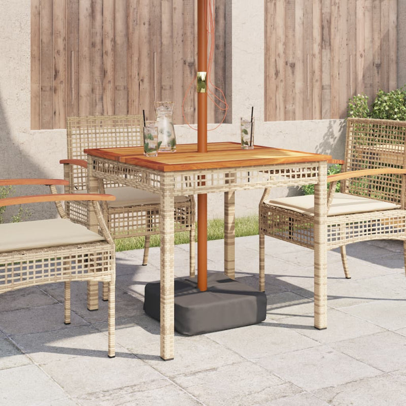 vidaXL bézs polyrattan és akácfa kerti asztal 80 x 80 x 75 cm