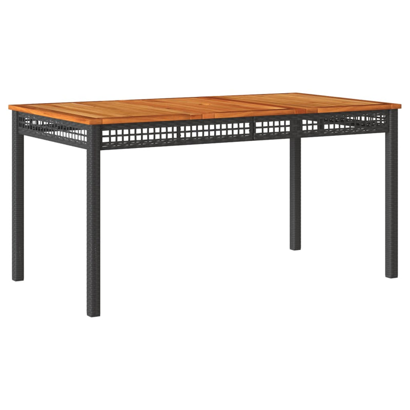 vidaXL fekete polyrattan és akácfa kerti asztal 140 x 80 x 75 cm