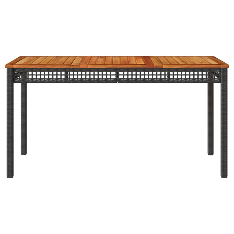 vidaXL fekete polyrattan és akácfa kerti asztal 140 x 80 x 75 cm