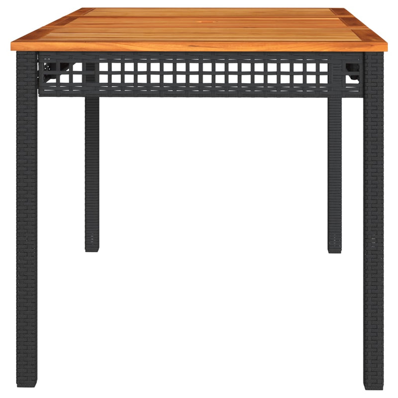 vidaXL fekete polyrattan és akácfa kerti asztal 140 x 80 x 75 cm