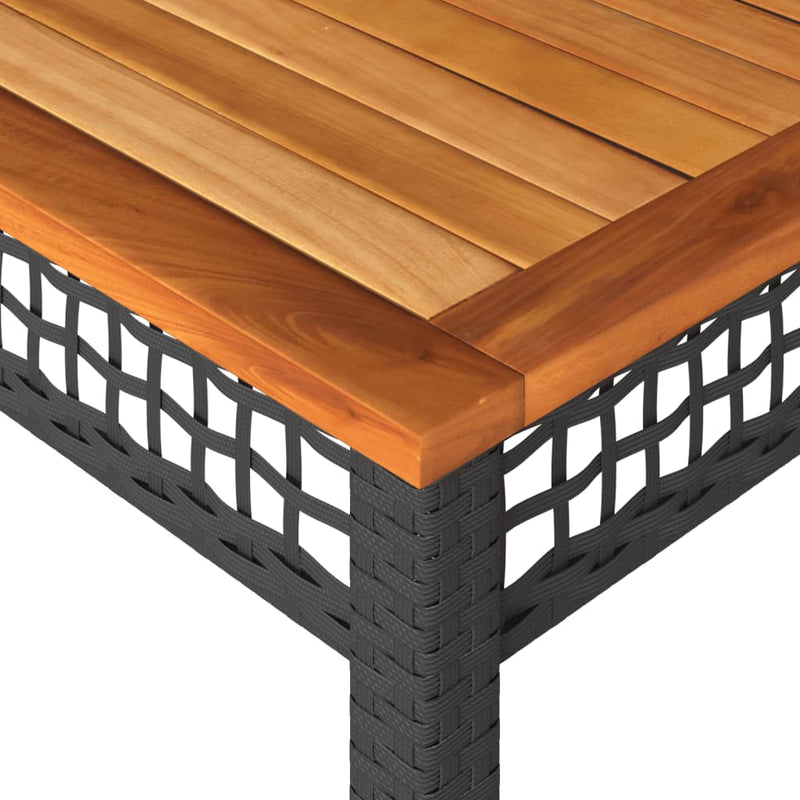 vidaXL fekete polyrattan és akácfa kerti asztal 140 x 80 x 75 cm