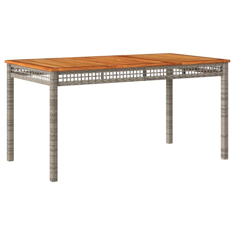 vidaXL szürke polyrattan és akácfa kerti asztal 140 x 80 x 75 cm
