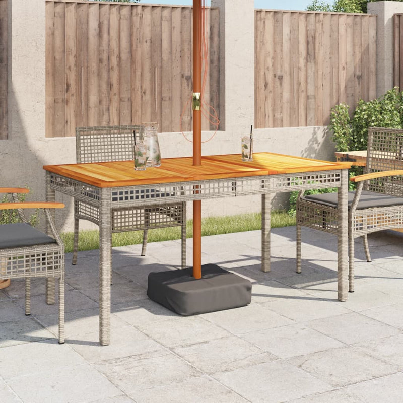 vidaXL szürke polyrattan és akácfa kerti asztal 140 x 80 x 75 cm