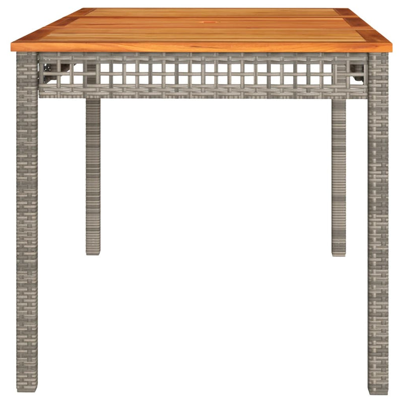 vidaXL szürke polyrattan és akácfa kerti asztal 140 x 80 x 75 cm