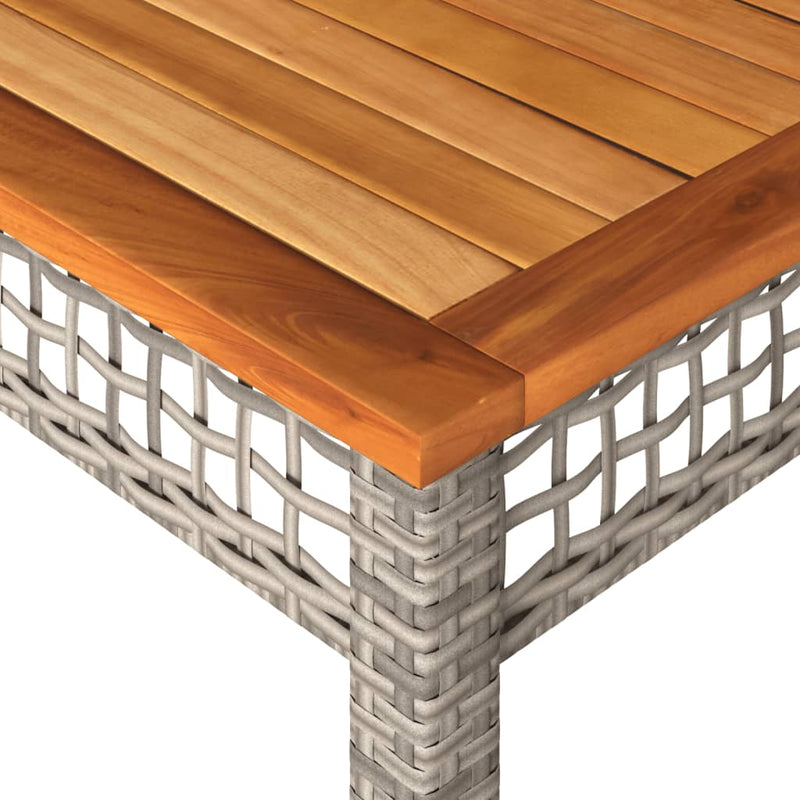 vidaXL szürke polyrattan és akácfa kerti asztal 140 x 80 x 75 cm