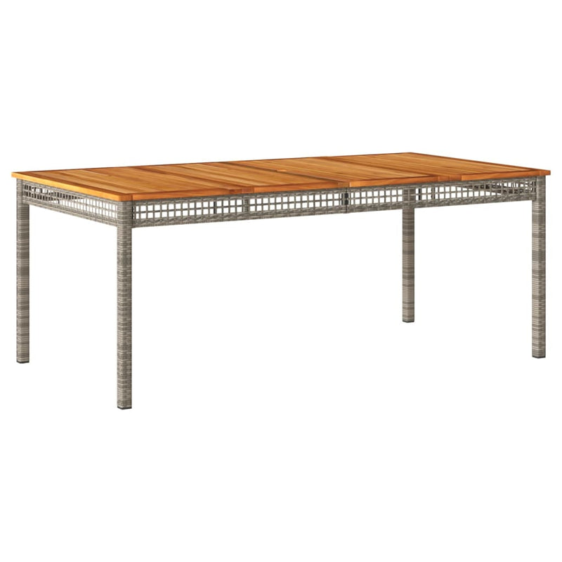 vidaXL szürke polyrattan és akácfa kerti asztal 180 x 90 x 75 cm