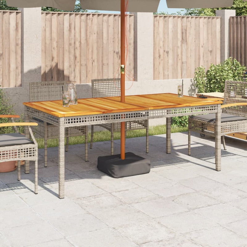 vidaXL szürke polyrattan és akácfa kerti asztal 180 x 90 x 75 cm