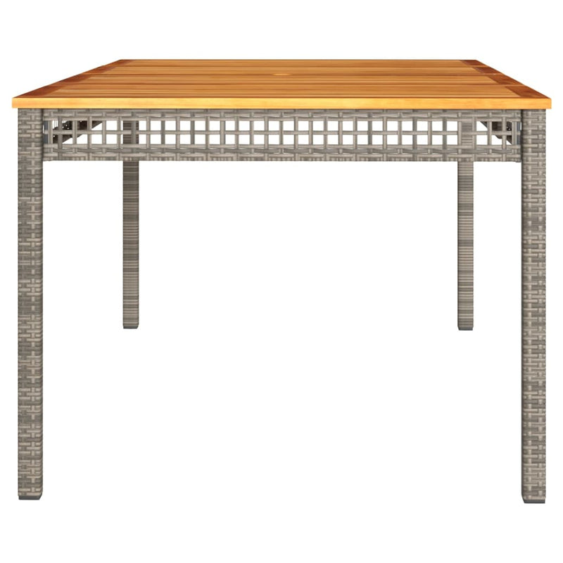 vidaXL szürke polyrattan és akácfa kerti asztal 180 x 90 x 75 cm