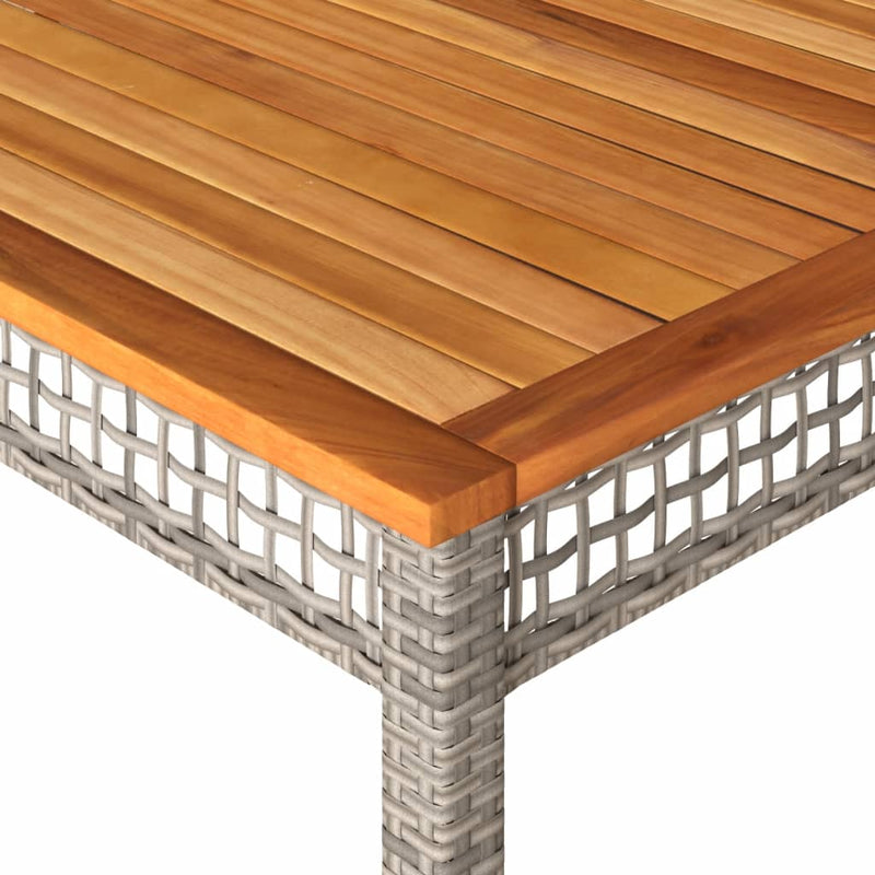 vidaXL szürke polyrattan és akácfa kerti asztal 180 x 90 x 75 cm