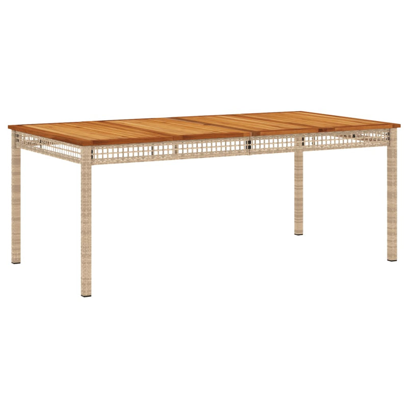vidaXL bézs polyrattan és akácfa kerti asztal 180 x 90 x 75 cm