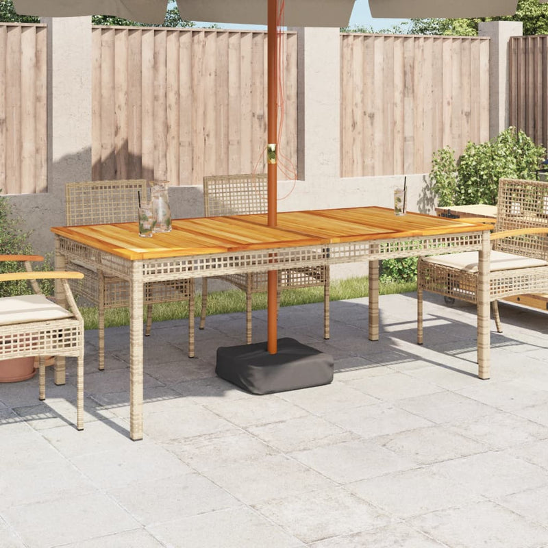 vidaXL bézs polyrattan és akácfa kerti asztal 180 x 90 x 75 cm