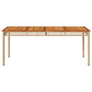 vidaXL bézs polyrattan és akácfa kerti asztal 180 x 90 x 75 cm