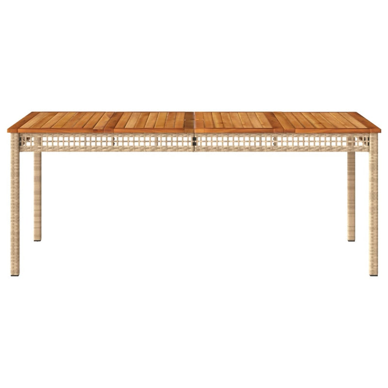 vidaXL bézs polyrattan és akácfa kerti asztal 180 x 90 x 75 cm