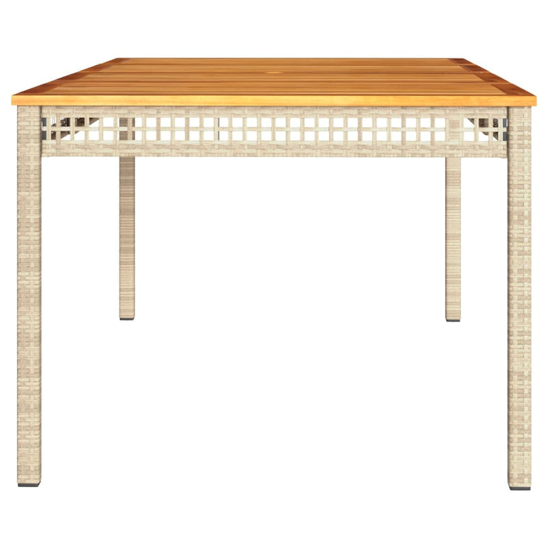 vidaXL bézs polyrattan és akácfa kerti asztal 180 x 90 x 75 cm