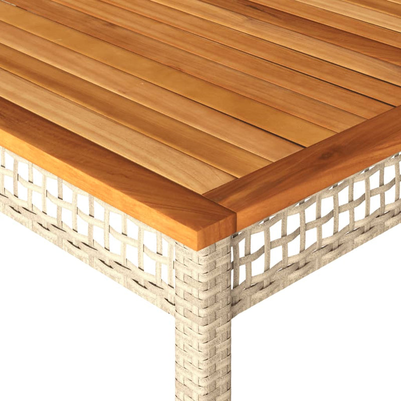 vidaXL bézs polyrattan és akácfa kerti asztal 180 x 90 x 75 cm