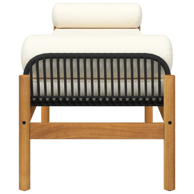 vidaXL polyrattan akácfa kerti pad fekete párnával