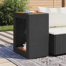 vidaXL fekete polyrattan kerti kisasztal fa asztallappal 60x40x75 cm