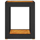 vidaXL fekete polyrattan kerti kisasztal fa asztallappal 60x40x75 cm