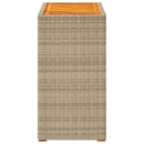 vidaXL bézs polyrattan kerti kisasztal fa asztallappal 60x40x75 cm