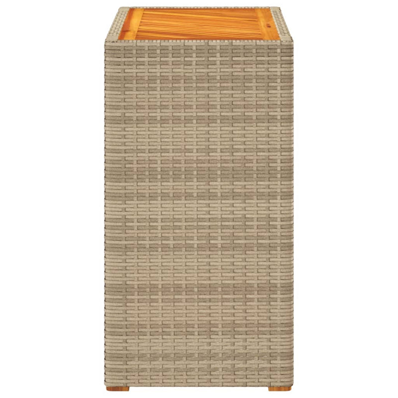 vidaXL bézs polyrattan kerti kisasztal fa asztallappal 60x40x75 cm
