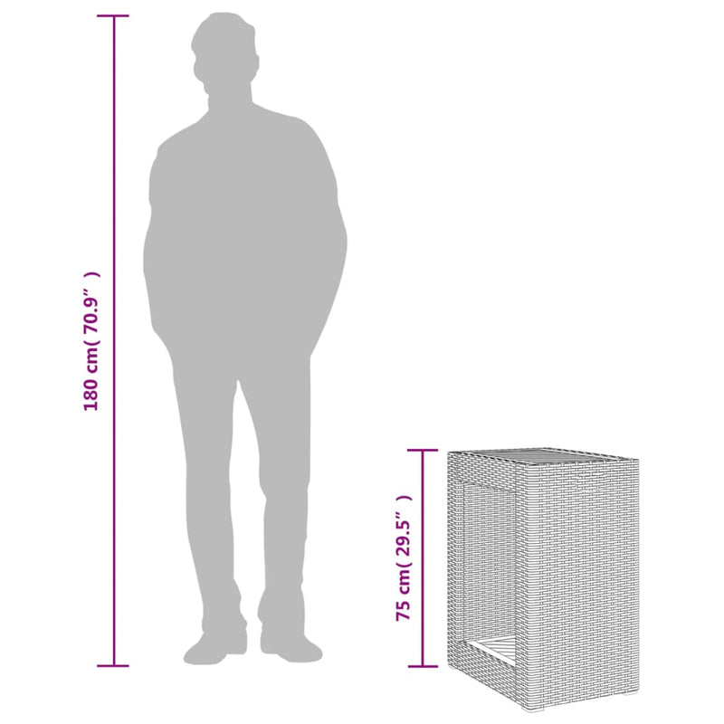 vidaXL bézs polyrattan kerti kisasztal fa asztallappal 60x40x75 cm