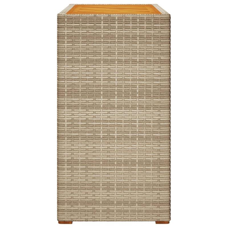vidaXL bézs polyrattan kerti kisasztal fa asztallappal 100x40x75 cm
