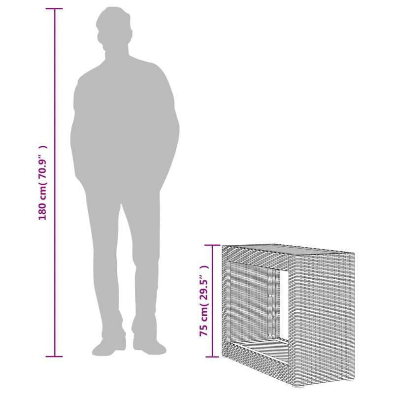 vidaXL bézs polyrattan kerti kisasztal fa asztallappal 100x40x75 cm