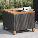 vidaXL fekete polyrattan és akácfa kerti asztal 45 x 45 x 37 cm