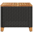 vidaXL fekete polyrattan és akácfa kerti asztal 45 x 45 x 37 cm