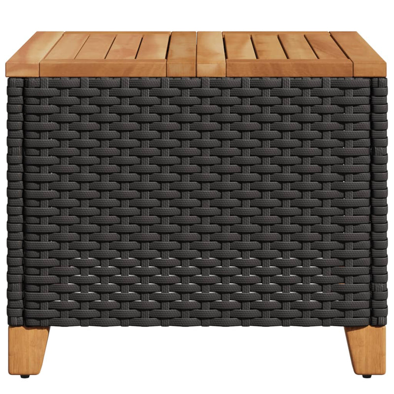 vidaXL fekete polyrattan és akácfa kerti asztal 45 x 45 x 37 cm