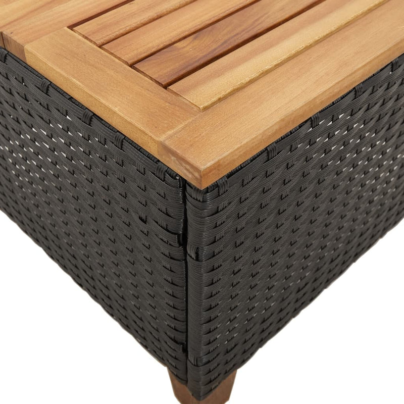 vidaXL fekete polyrattan és akácfa kerti asztal 45 x 45 x 37 cm