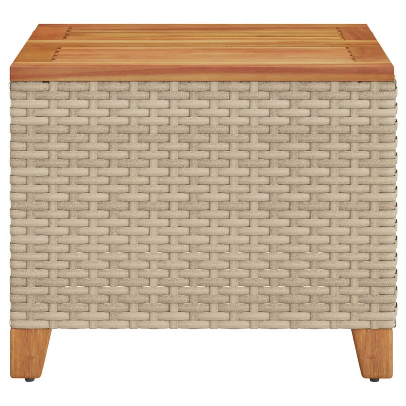 vidaXL bézs polyrattan és akácfa kerti asztal 45 x 45 x 37 cm