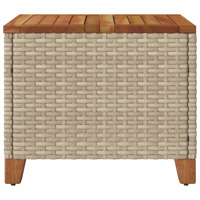 vidaXL bézs polyrattan és akácfa kerti asztal 45 x 45 x 37 cm