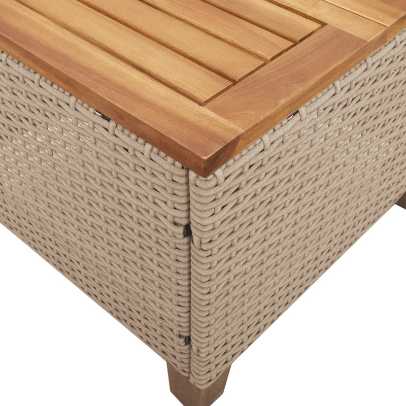 vidaXL bézs polyrattan és akácfa kerti asztal 45 x 45 x 37 cm