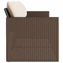 vidaXL 3 személyes barna polyrattan kerti kanapé párnával