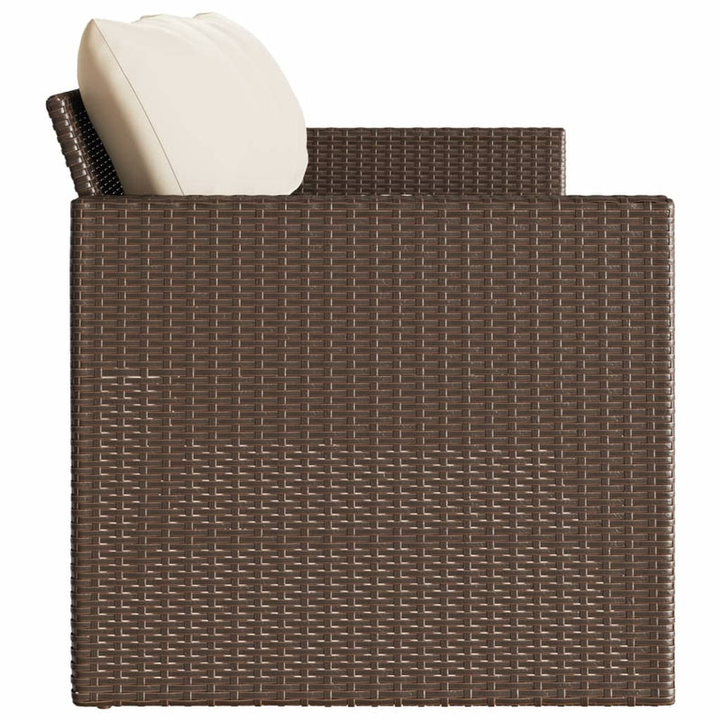 vidaXL 3 személyes barna polyrattan kerti kanapé párnával