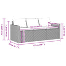 vidaXL 3 személyes barna polyrattan kerti kanapé párnával