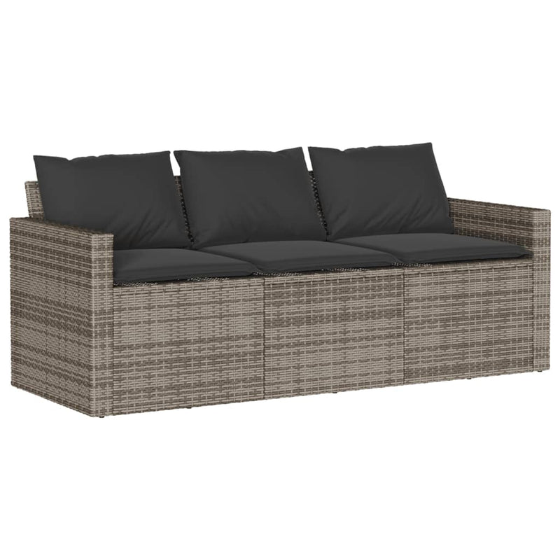 vidaXL 3 személyes szürke polyrattan kerti kanapé párnával
