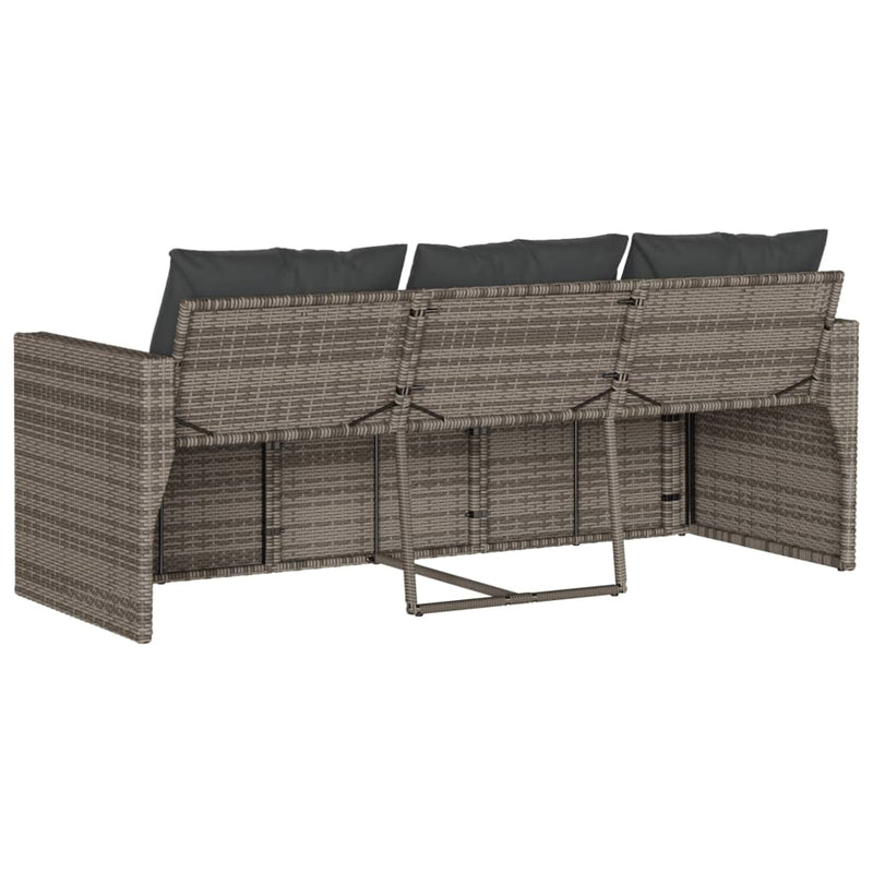 vidaXL 3 személyes szürke polyrattan kerti kanapé párnával