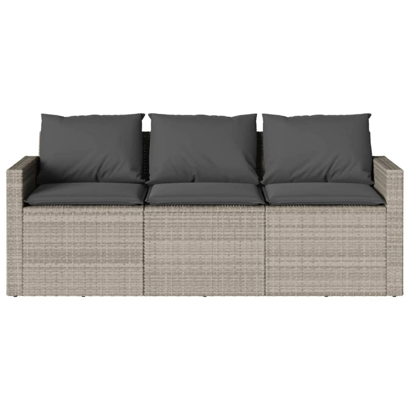 vidaXL 3 személyes világosszürke polyrattan kerti kanapé párnával