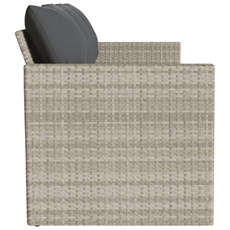 vidaXL 3 személyes világosszürke polyrattan kerti kanapé párnával