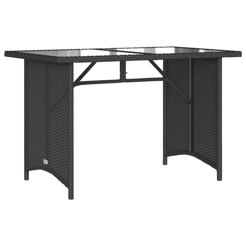 vidaXL fekete polyrattan üveglapos kerti asztal 110x68x70 cm
