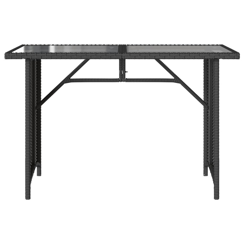 vidaXL fekete polyrattan üveglapos kerti asztal 110x68x70 cm
