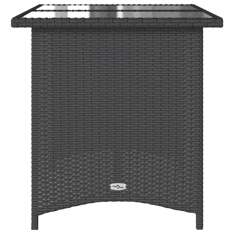 vidaXL fekete polyrattan üveglapos kerti asztal 110x68x70 cm