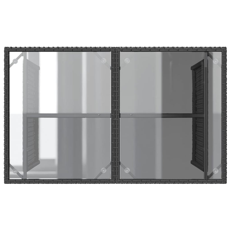 vidaXL fekete polyrattan üveglapos kerti asztal 110x68x70 cm