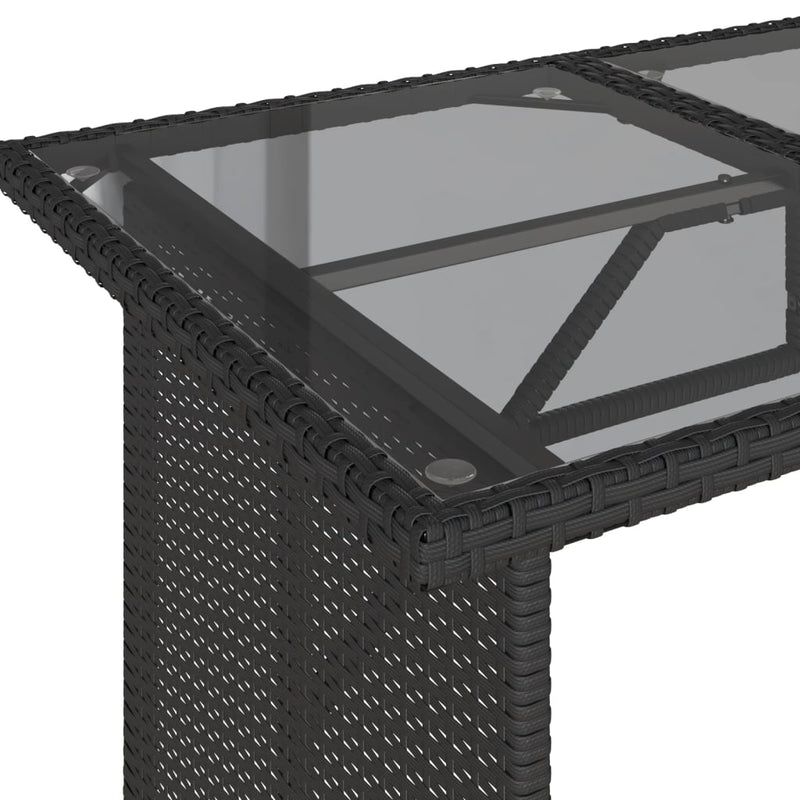 vidaXL fekete polyrattan üveglapos kerti asztal 110x68x70 cm