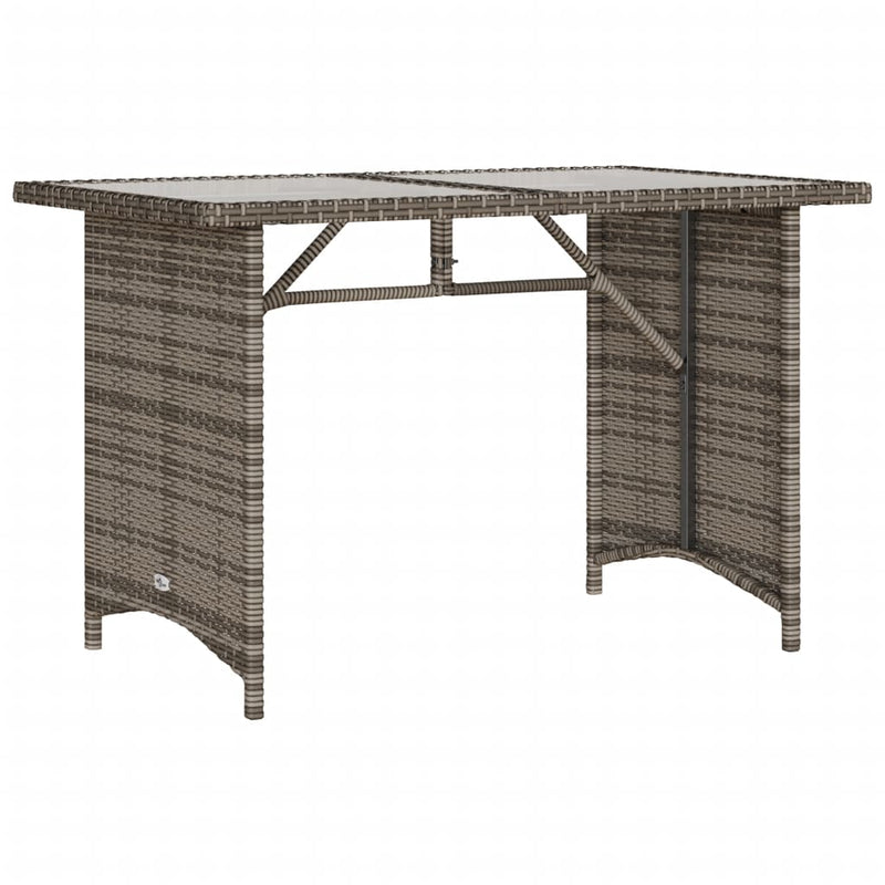vidaXL szürke polyrattan üveglapos kerti asztal 110x68x70 cm