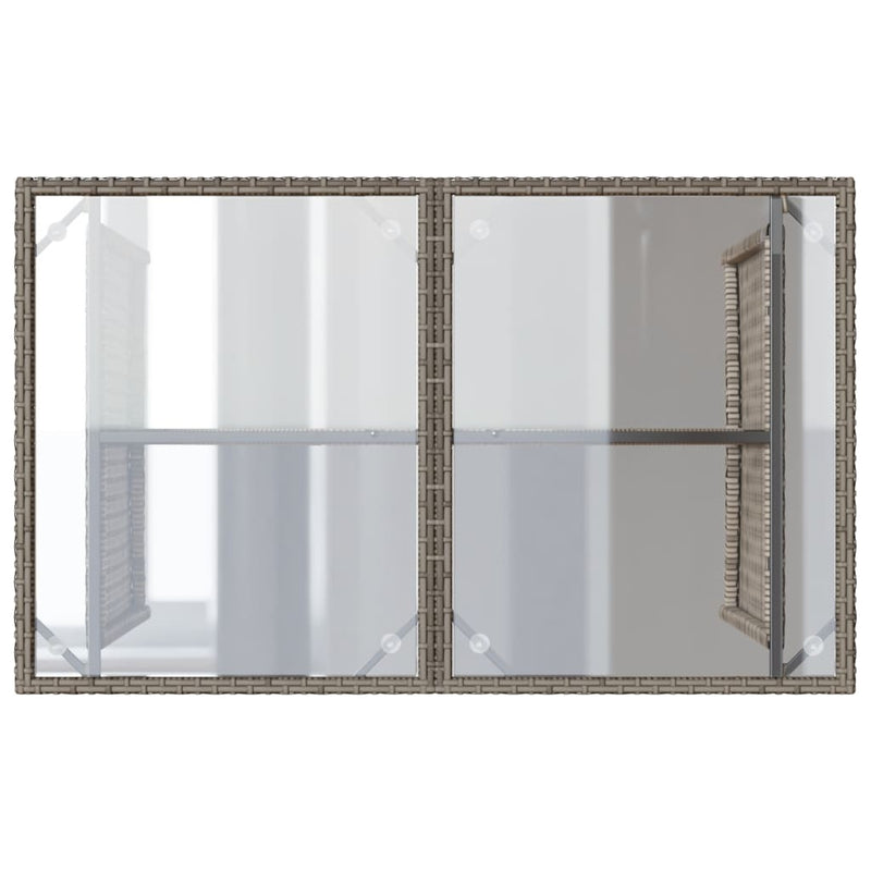 vidaXL szürke polyrattan üveglapos kerti asztal 110x68x70 cm