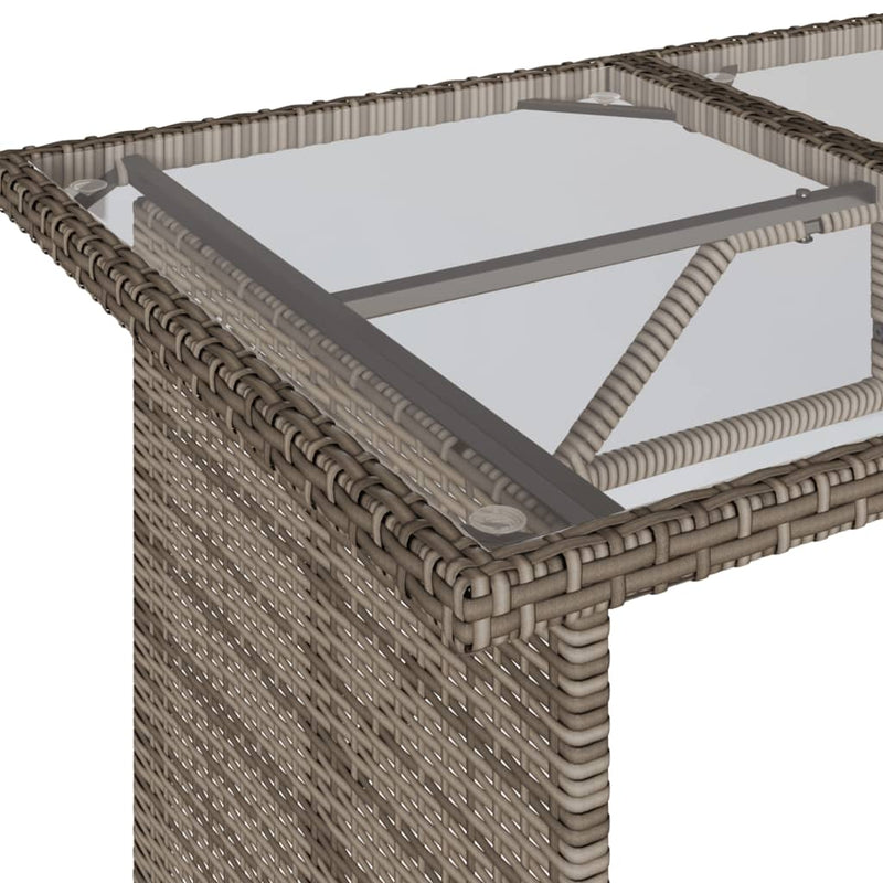 vidaXL szürke polyrattan üveglapos kerti asztal 110x68x70 cm