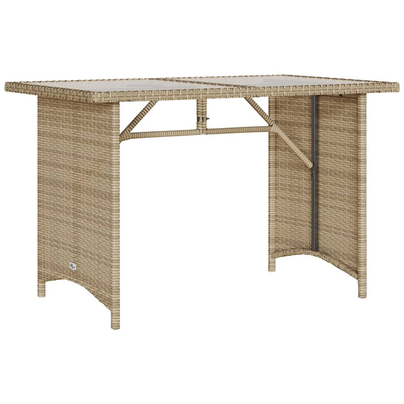 vidaXL bézs polyrattan üveglapos kerti asztal 110x68x70 cm